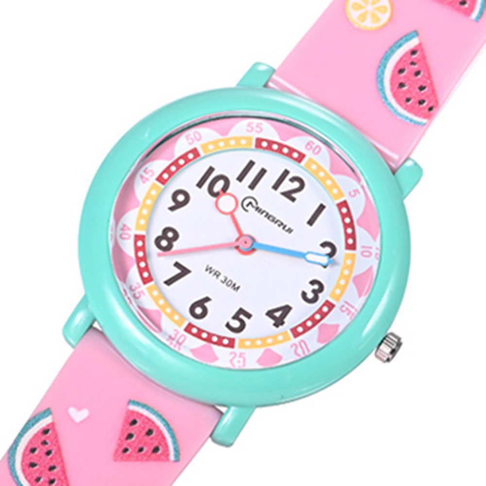 Quarzuhr Kinder Armbanduhr Einhorn Wassermelone Silikonuhr für Mädchen
