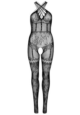 Leg Avenue Bodystocking Ouvert Bodystocking mit Schmucksteinen Netz Spitze - schwarz