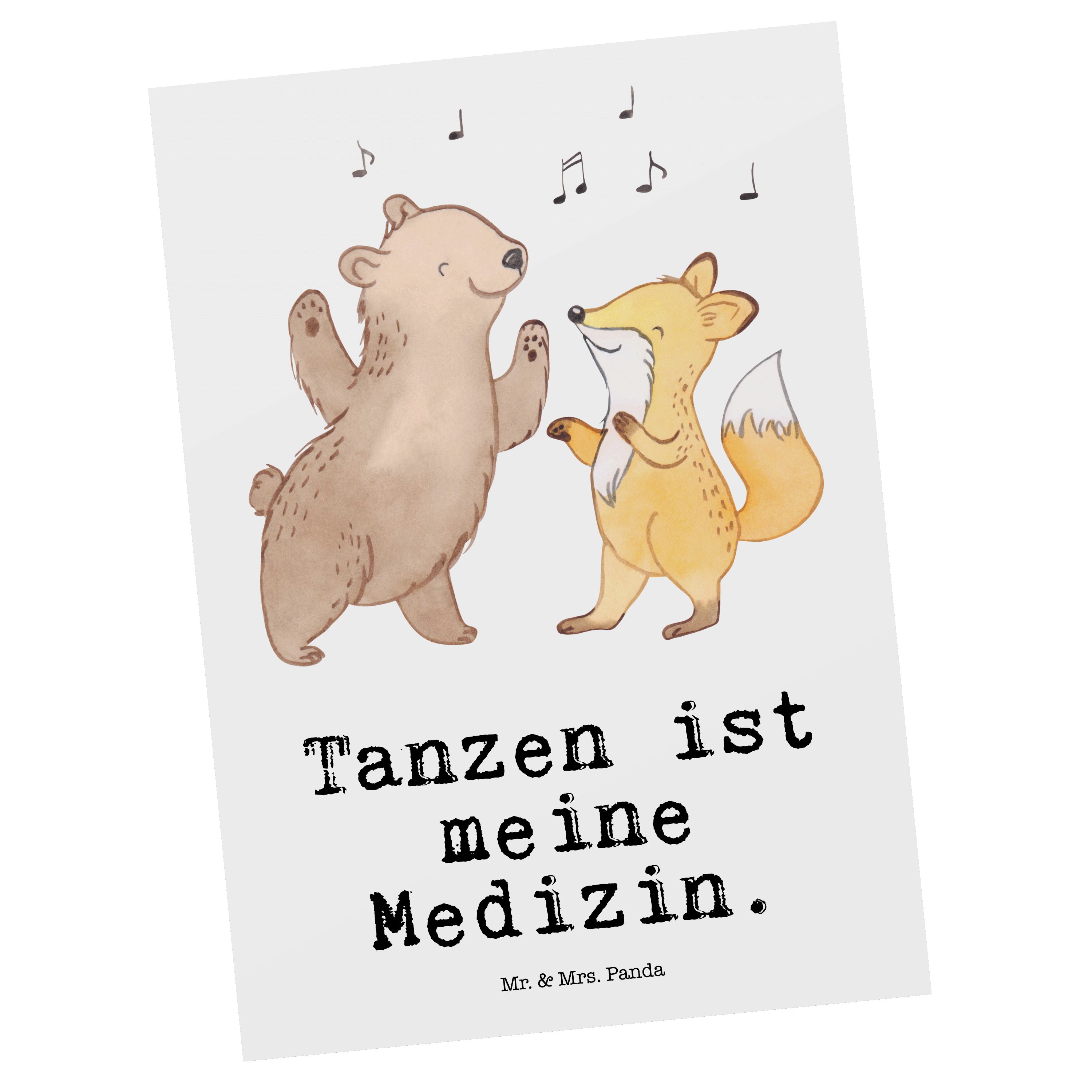 Mr. & Mrs. Panda Postkarte Hase Tanzen Medizin - Weiß - Geschenk, Ansichtskarte, Grußkarte, Einl