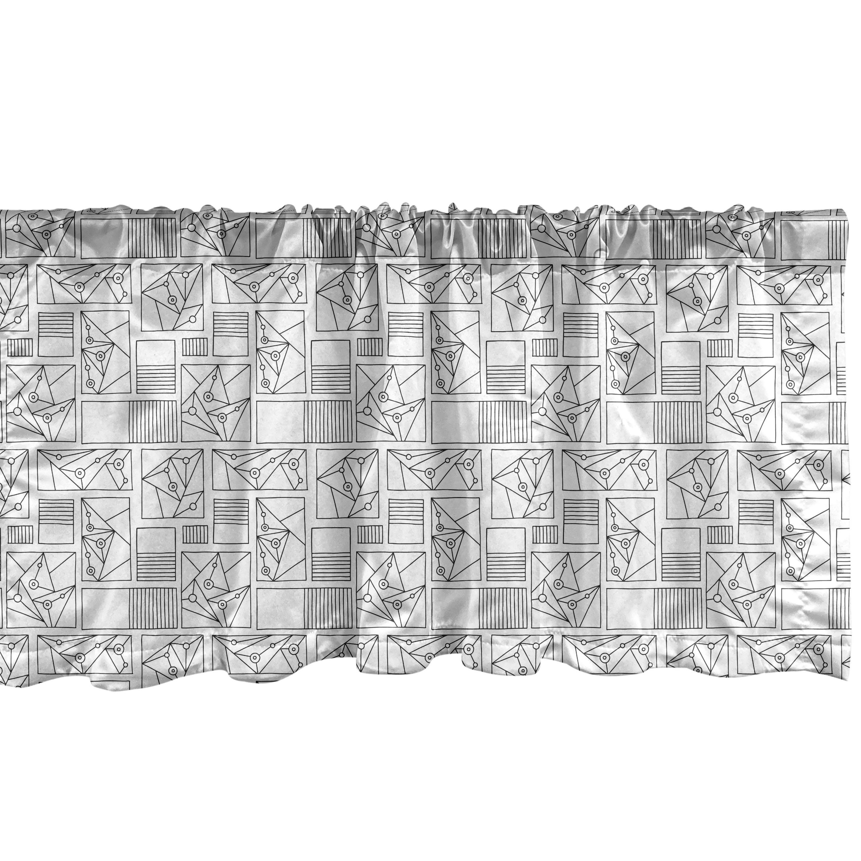Scheibengardine Vorhang Volant für Küche Schlafzimmer Dekor mit Stangentasche, Abakuhaus, Microfaser, Gekritzel Moderne Platz Motive