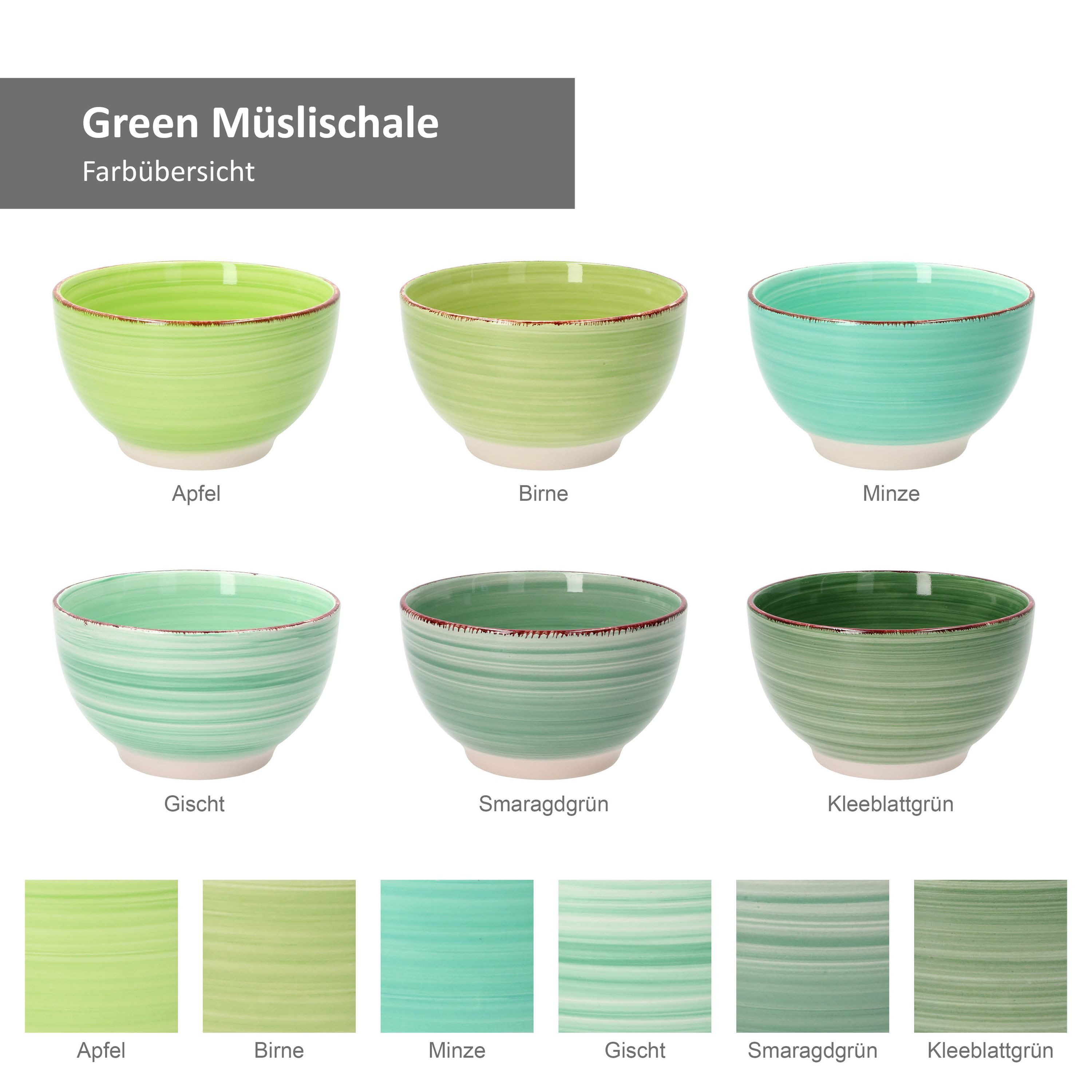 MamboCat Müslischale 6er Set Müslischalen Green, Steingut