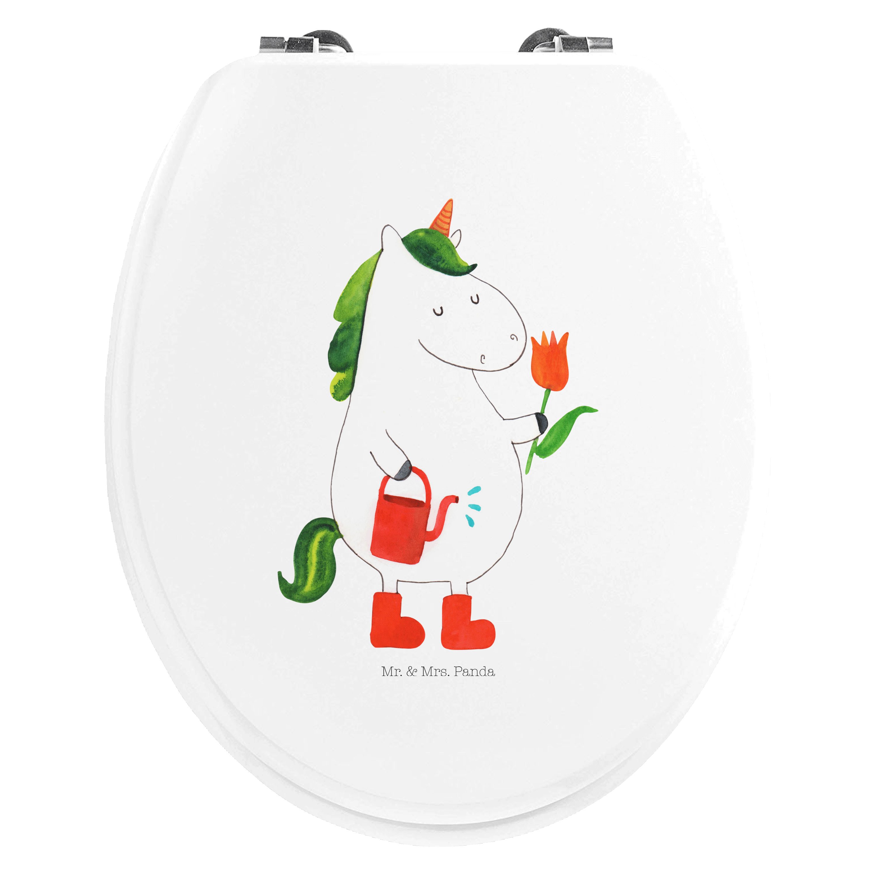 WC-Sitz Einhorn Gärtner - Weiß - Geschenk, Toilette, Blume, Einhörner, Freude