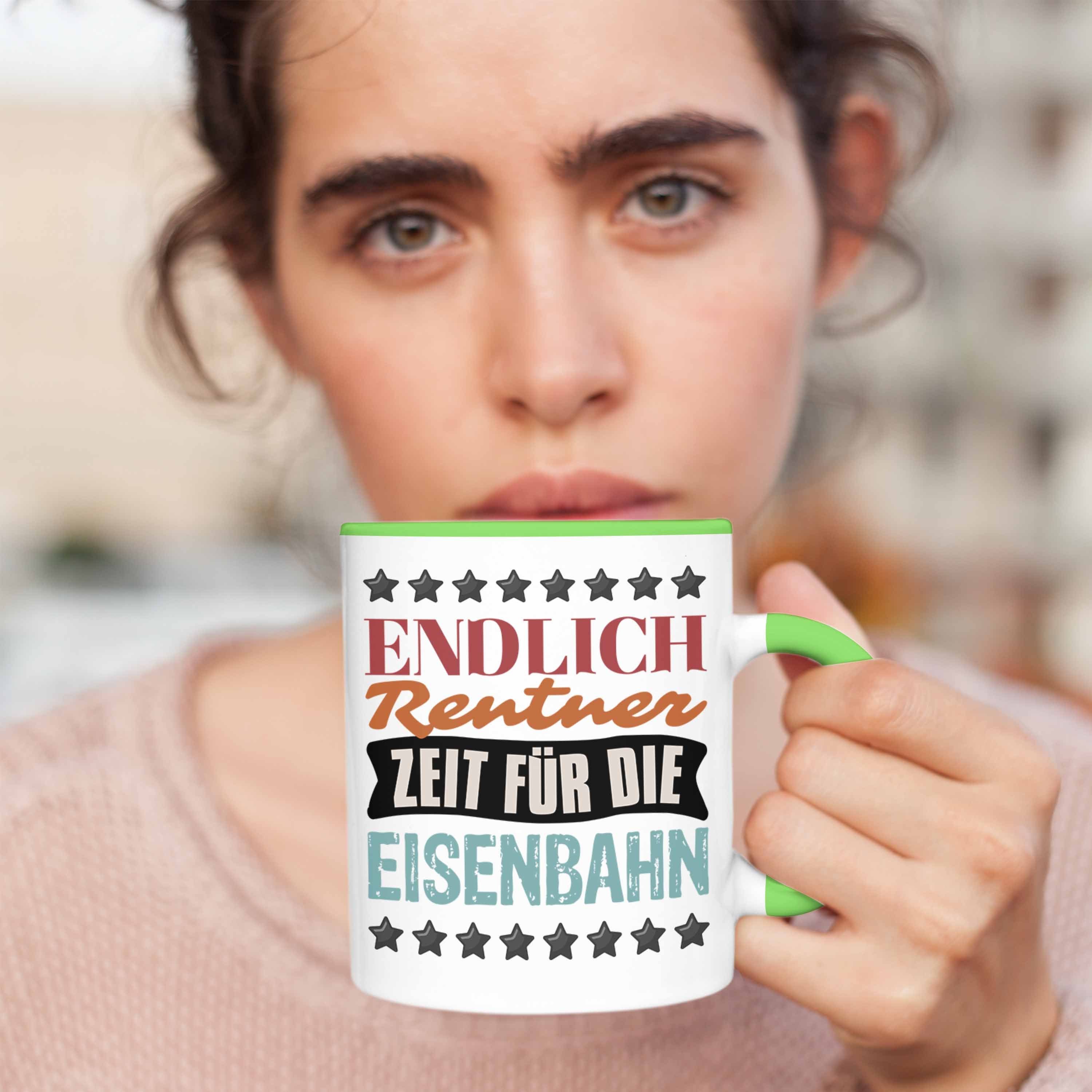 Trendation Tasse Eisenbahner Tasse Endli für Grün Geschenk Geschenkidee Modelleisenbahn-Fans