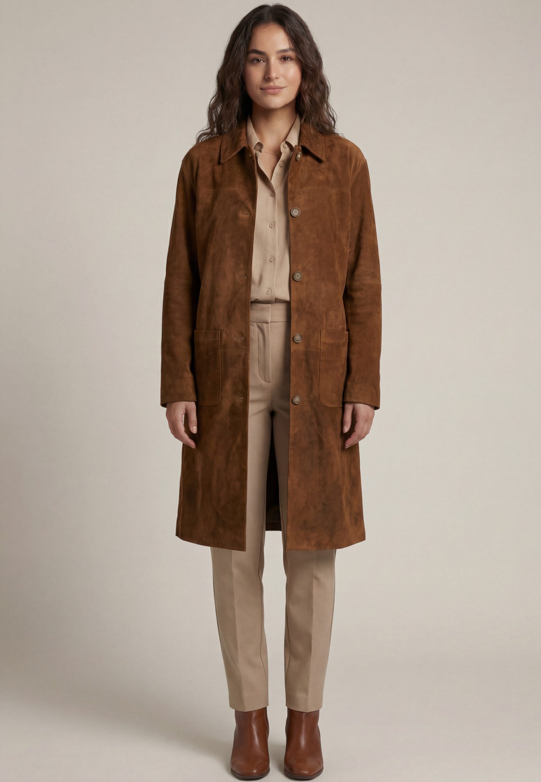 RICANO Ledermantel Donatella Hochwertiges Ziegen Velours Leder