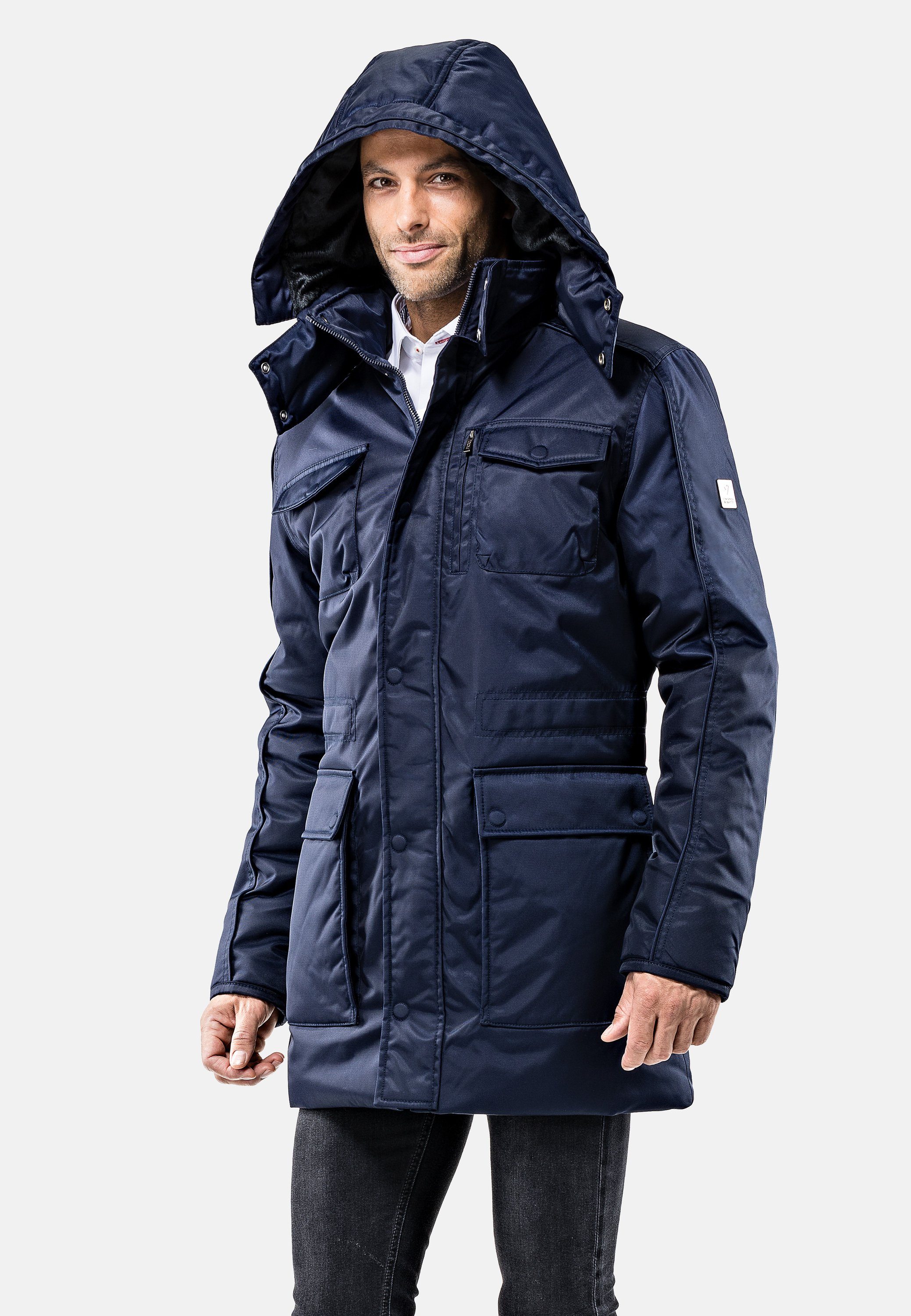 Vincenzo Boretti Winterjacke Stehkragen mit abnehmbarer Kapuze günstig online kaufen