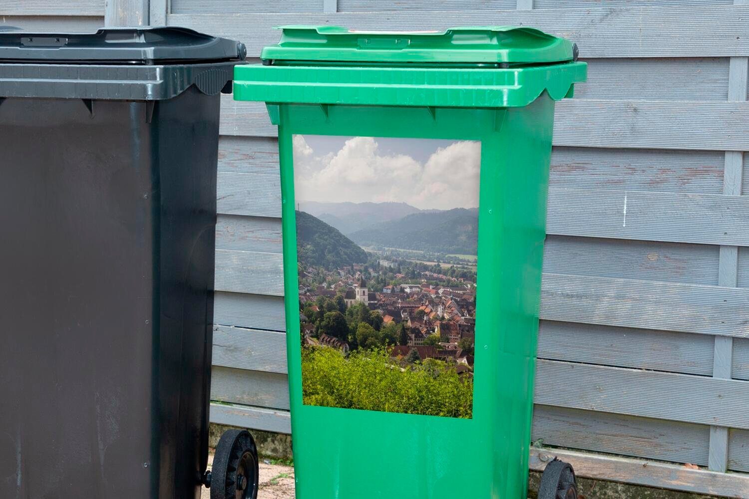 (1 Wandsticker Stadtansicht Container, Staufenberg Mülleimer-aufkleber, Mülltonne, St), Abfalbehälter Sticker, MuchoWow