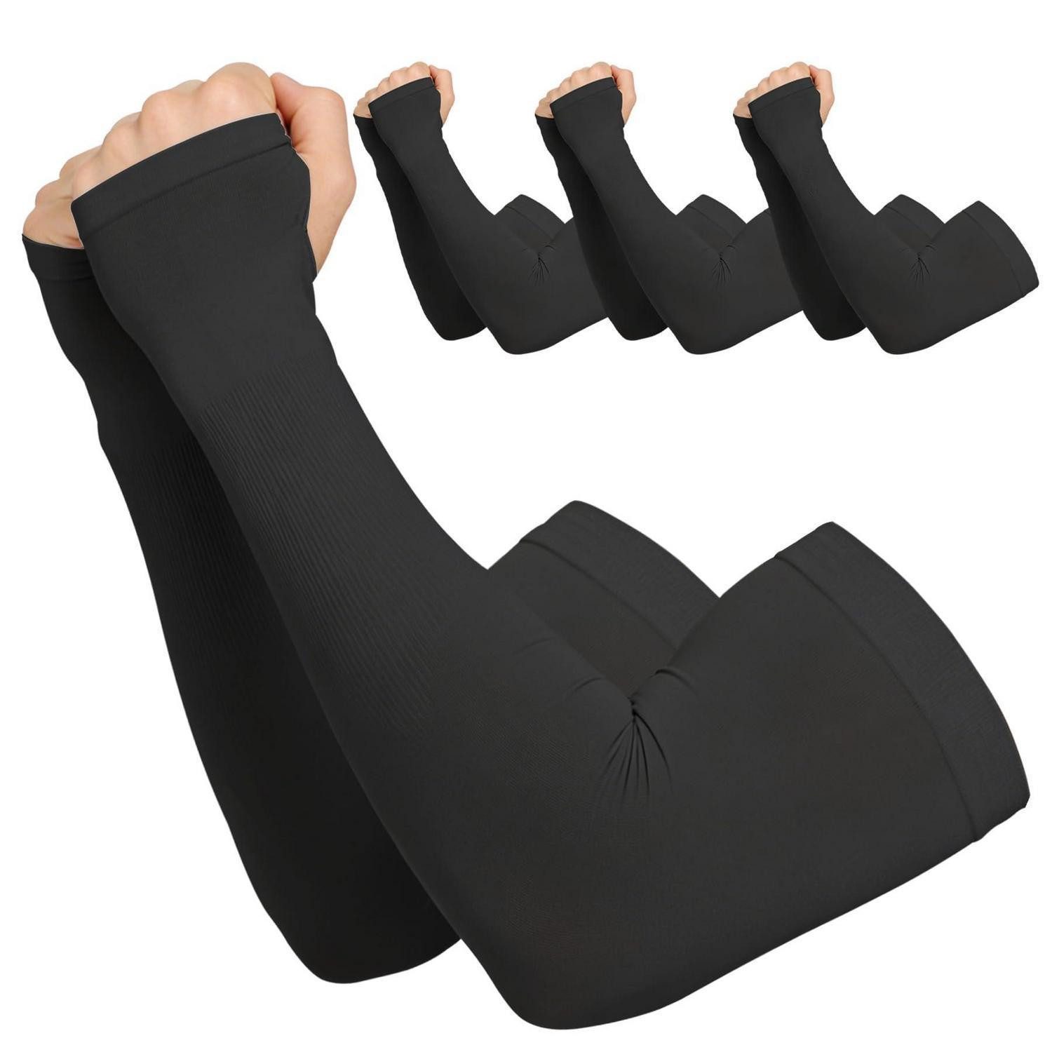 LuxusKollektion Armstulpen Armstulpen 4er Pack UV Schutz Atmungsaktiv Kühlend Schwarz