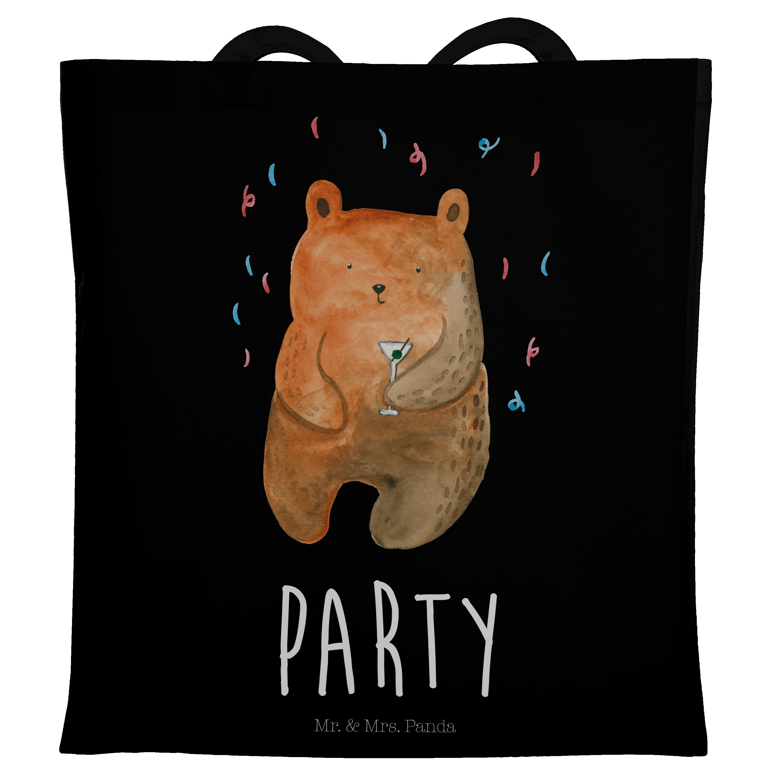 Mr. & Mrs. Panda Bär - Party Schwarz (1-tlg) Teddy, Einkaufstasche, - Tragetasche Abfeiern, Geschenk, Beut