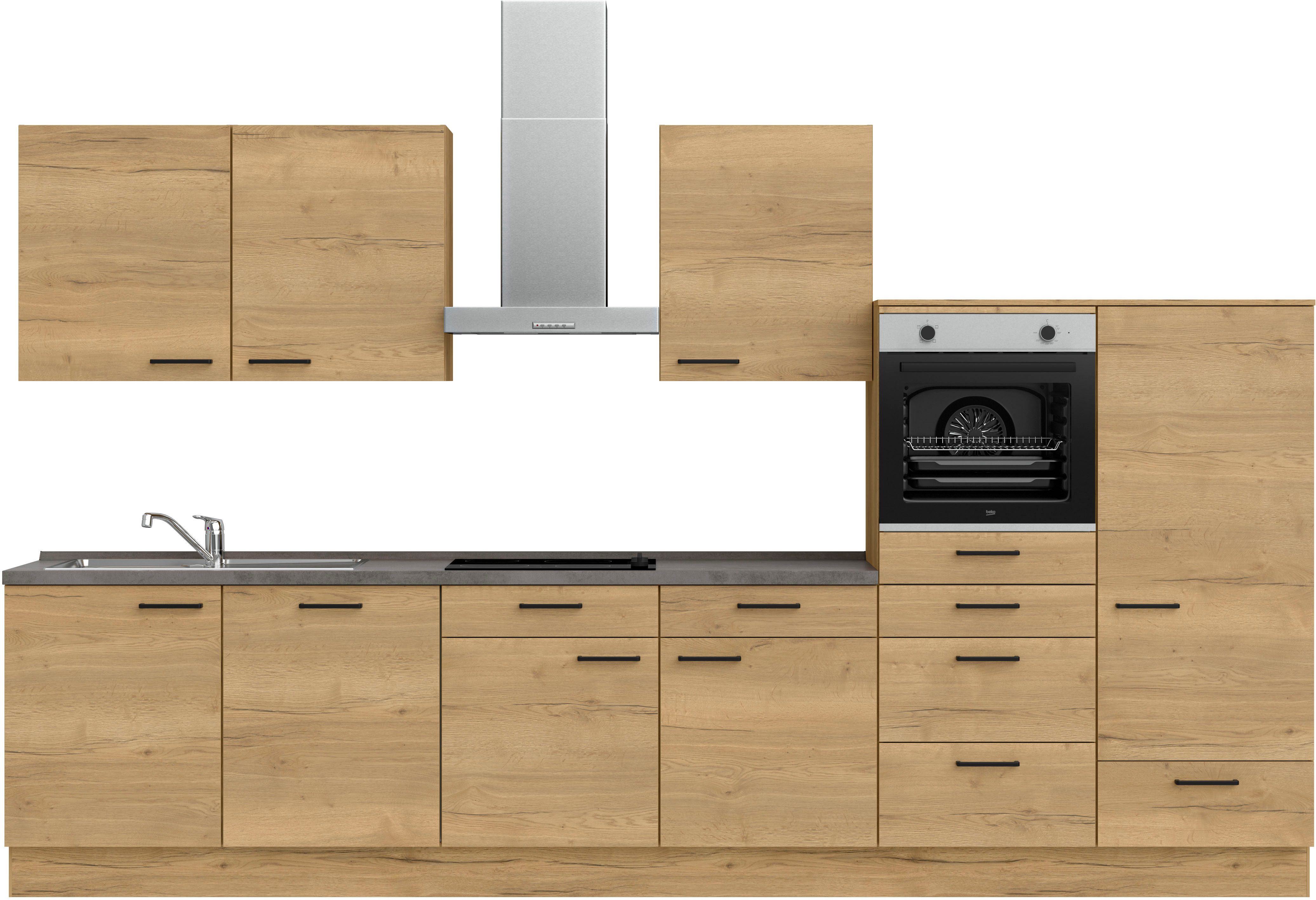 nobilia® Küchenzeile "Structura basic", vormontiert, Ausrichtung wählbar, Breite 360 cm, ohne E-Geräte
