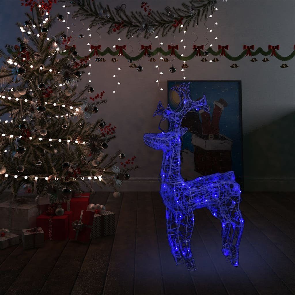 vidaXL Christbaumschmuck LED-Rentier Weihnachtsdeko 90 LEDs 60x16x100 cm Acryl (1-tlg) Blau