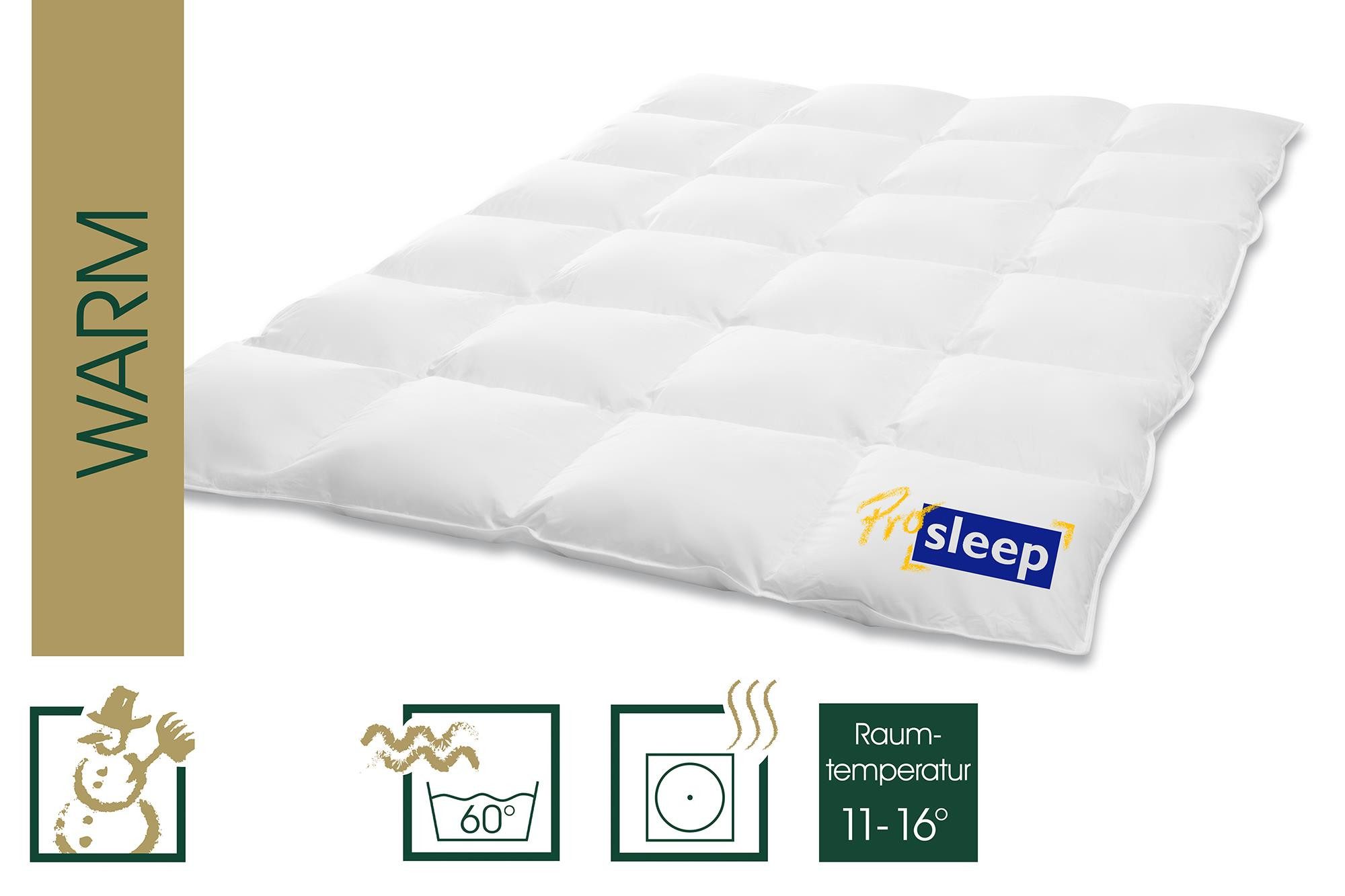 HANSKRUCHEN Daunenbettdecke Hanskruchen Daunendecke Pro Sleep Warm 135 x 200 cm, Bezug: 100% Baumwolle