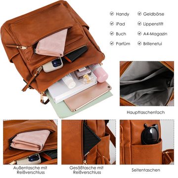 TAN.TOMI Cityrucksack Retro Rucksack Damen 3 in 1 Handtasche Mädchen Schultasche Wasserdicht, für Pendeln Reise Campus Sport Schulranzen Rucksäcke Dauerhaft