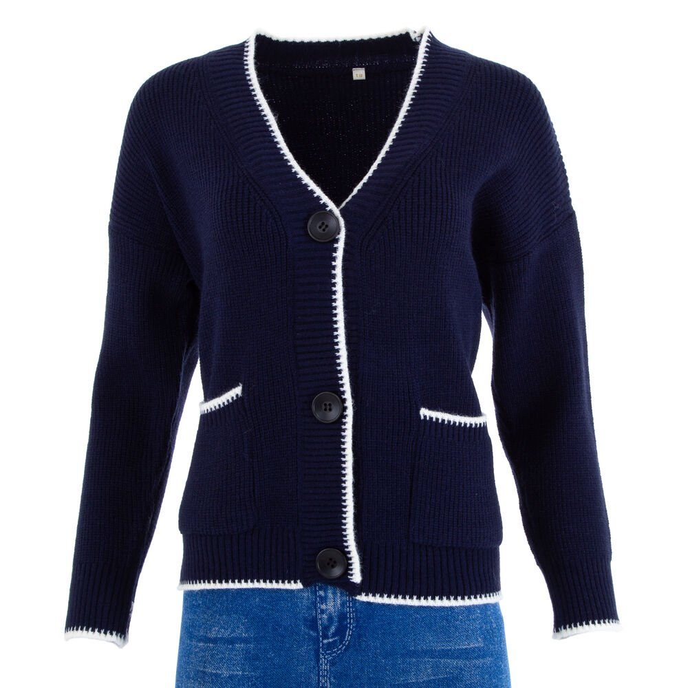 Damen Pullover Ital-Design Strickpullover Damen Stretch Strickpullover in Blau