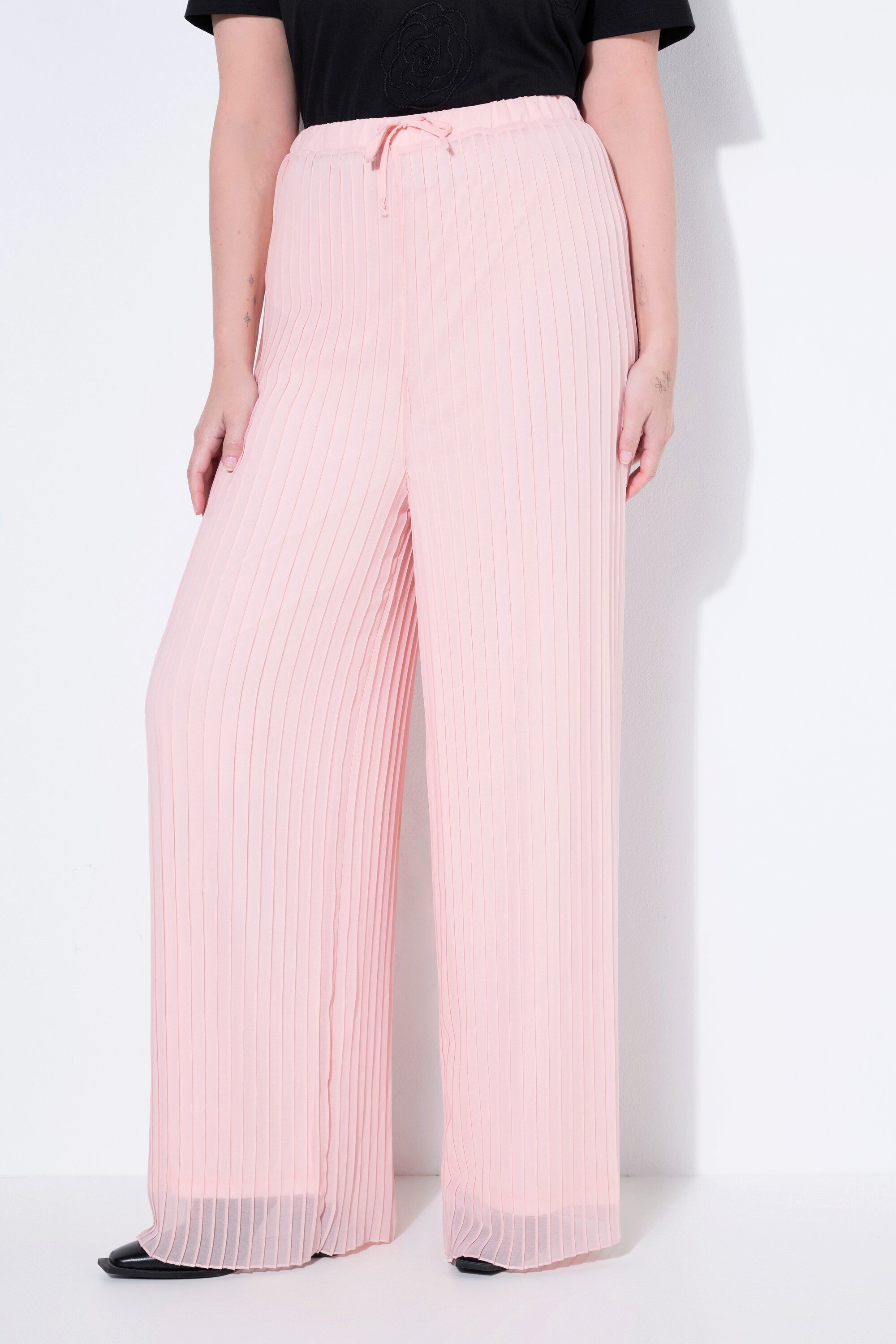 MIAMODA Schlupfhose Hose weites Bein Plissee Jerseyfutter