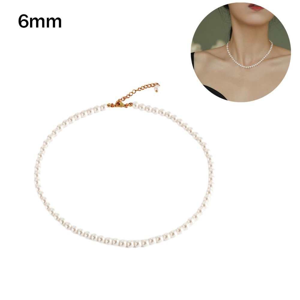 Perlenkette 1 Stück kurz Damen Braut Lubgitsr Perlenkette Imitationsperle (1-tlg) Hochzeit rund