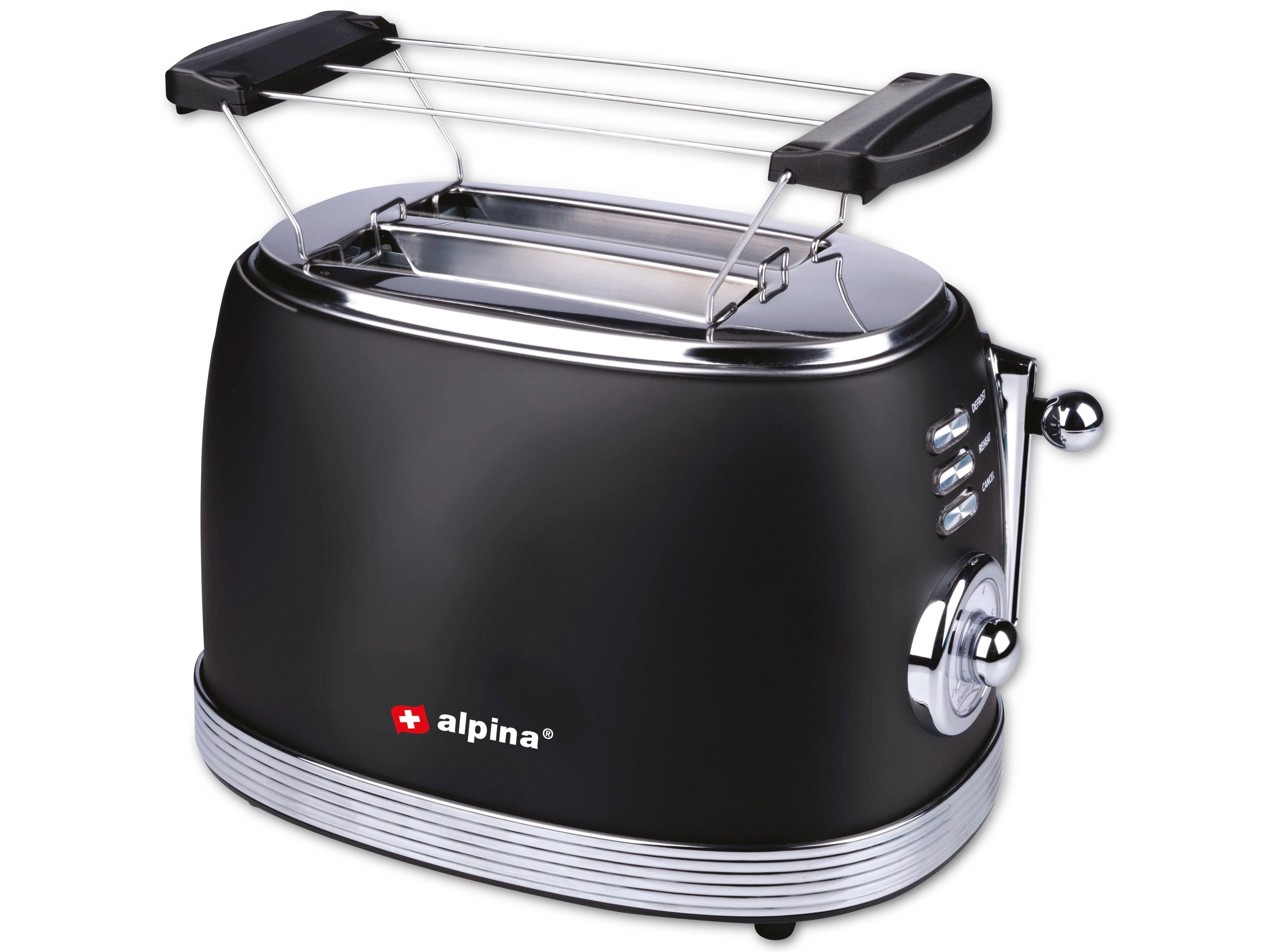 2 Toaster Scheibentoaster, ALPINA Alpina W, 850 Toaster, schwarz