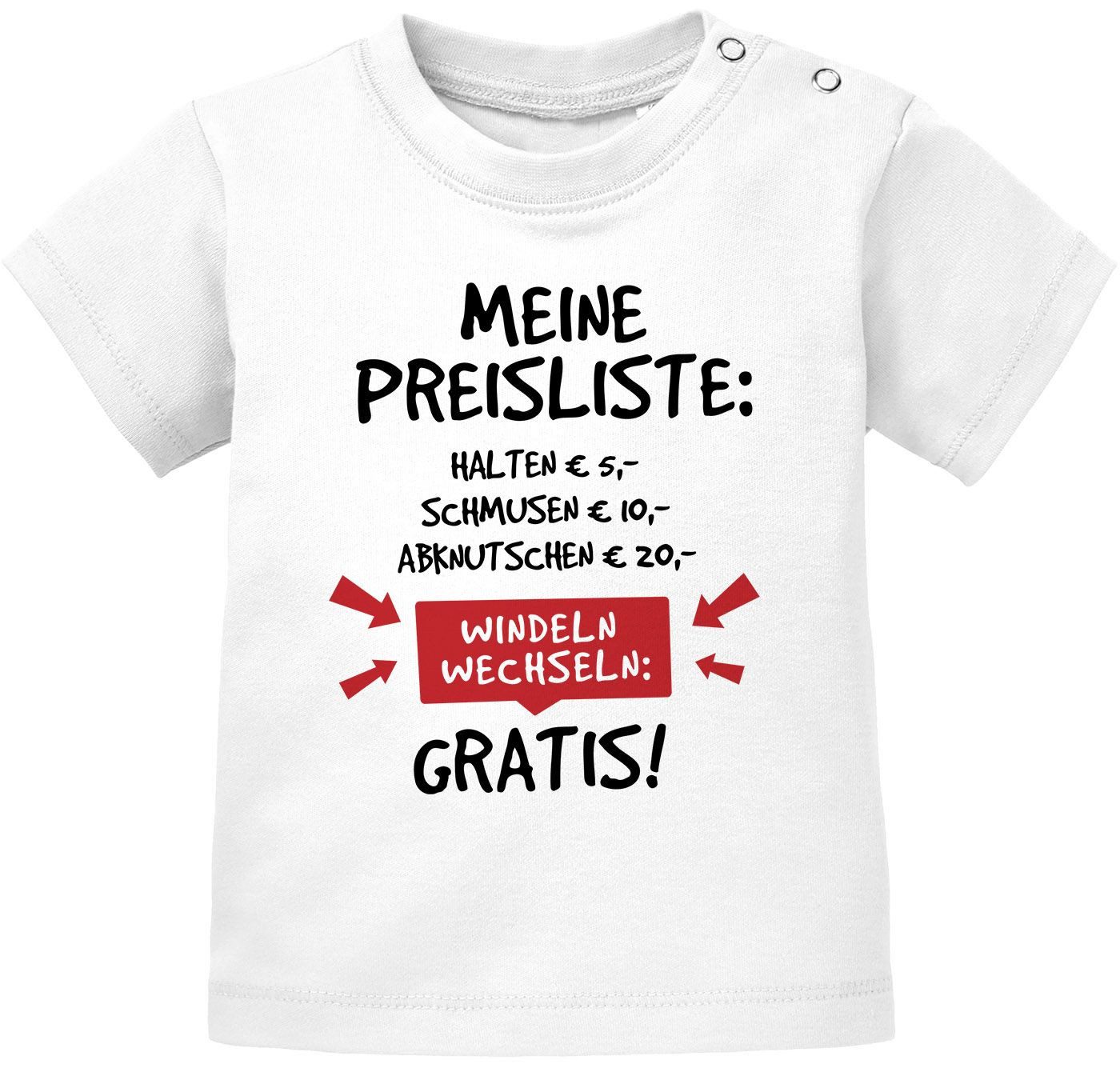 Print-Shirt Baby T-Shirt kurzarm mit Spruch lustig meine Preisliste Bio-Baumwolle