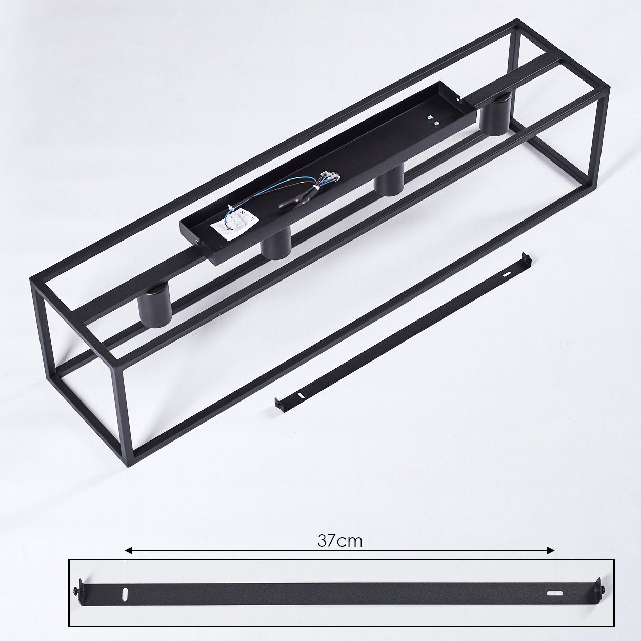 an Lichteffekt ohne 4xE27 Deckenlampe der Leuchtmittel, Design im in Schwarz, hofstein moderne Decke, »Bereguardo« Deckenleuchte mit Metall offenen aus