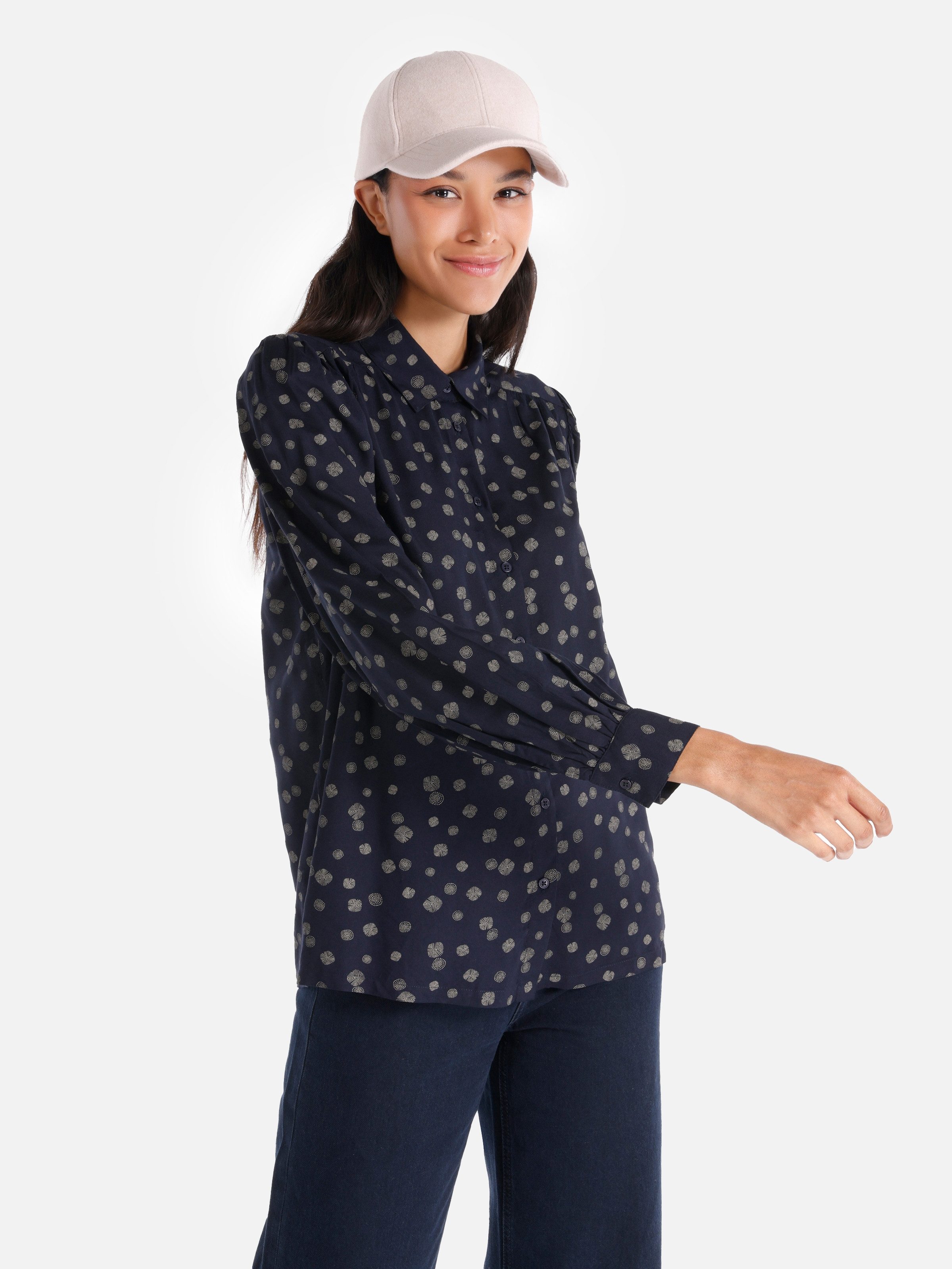 Langarmhemd Colins Slim Fit Shirt Neck Printed Damen Langarmshirt