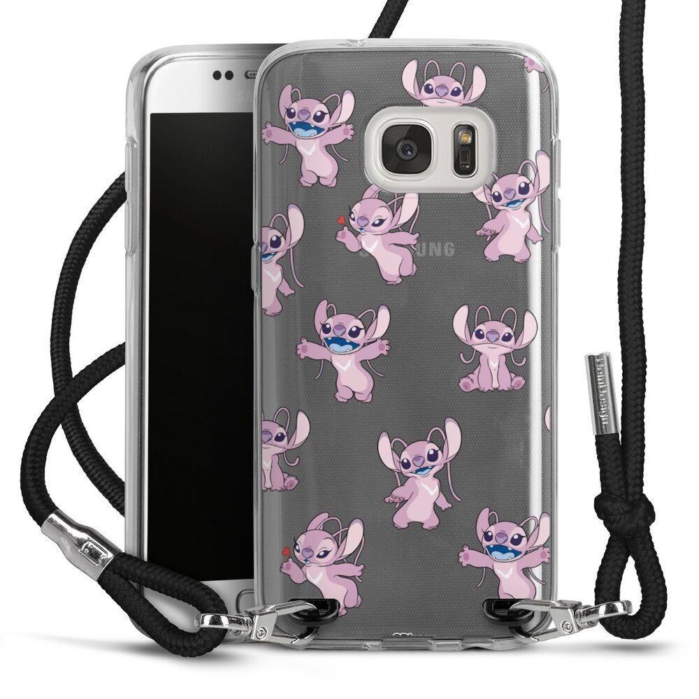 DeinDesign Handyhülle Lilo & Stitch Engel Disney Angel Faces Pattern Transparent, Samsung Galaxy S7 Handykette Hülle mit Band Case zum Umhängen