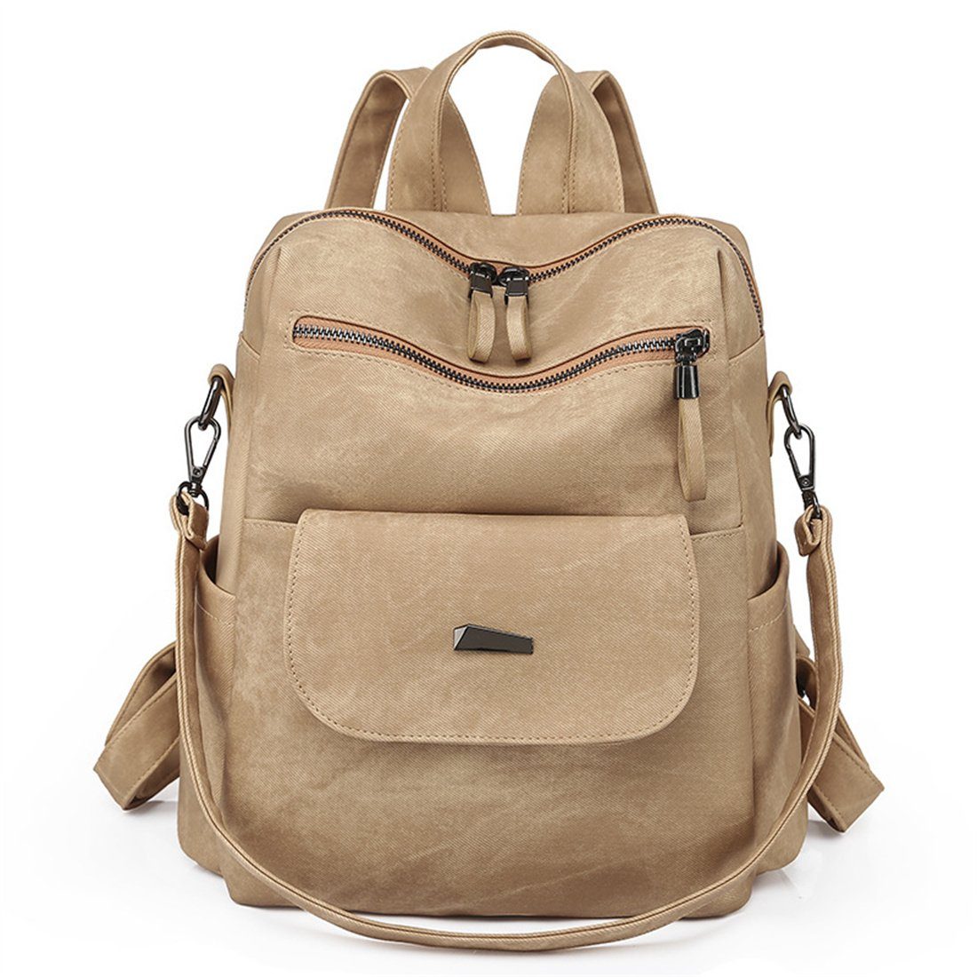 HNDSG Cityrucksack Damen Umhängetasche, Travel Doppelrucksack Wasserdichter Fashion khaki