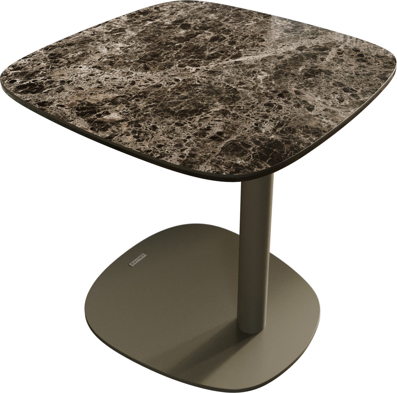 DELIFE Couchtisch Edge, Boot 50x50 cm Keramik Emperador Extra Lucidato Dunkelbraun Eleny Metal