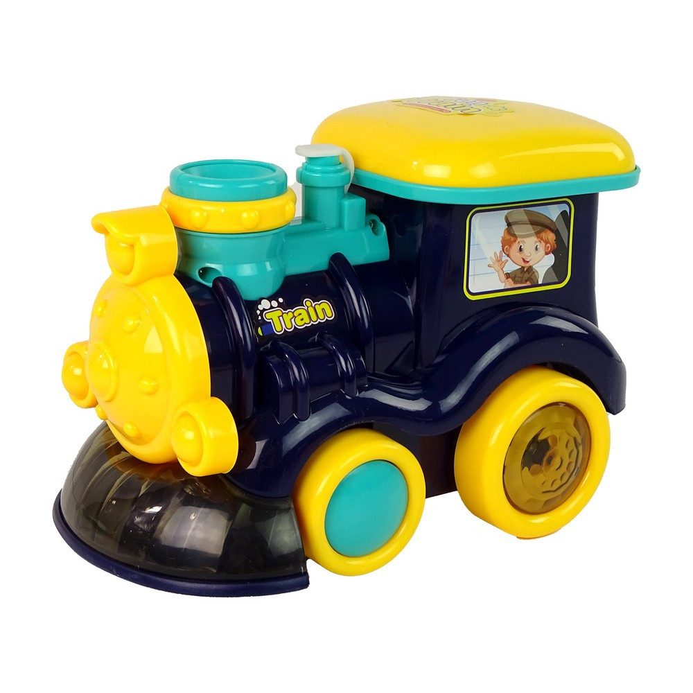 LEAN TOYS Seifenblasenmaschine Seifenblasenlok Spielzeuglokomotive Kinderspielzeug, Licht- & Soundeffekte, 2 Modi, Seifenflüssigkeit