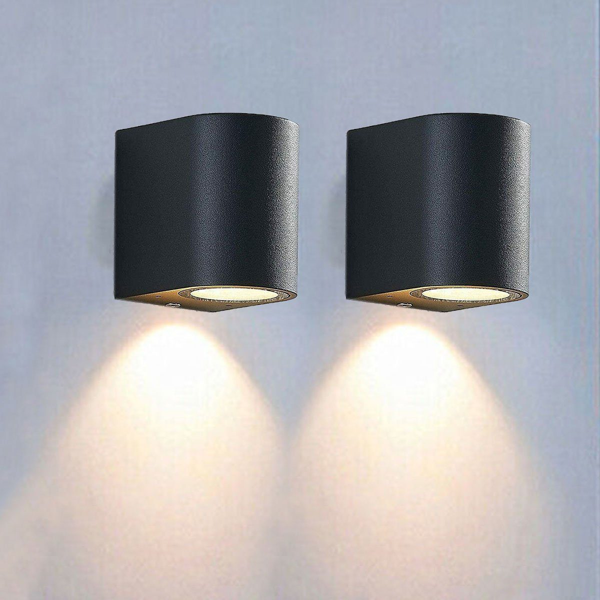 3W oyajia Downlight, Wandlampe,IP65 2x LED Anthrazit Wandleuchte Warmweiß