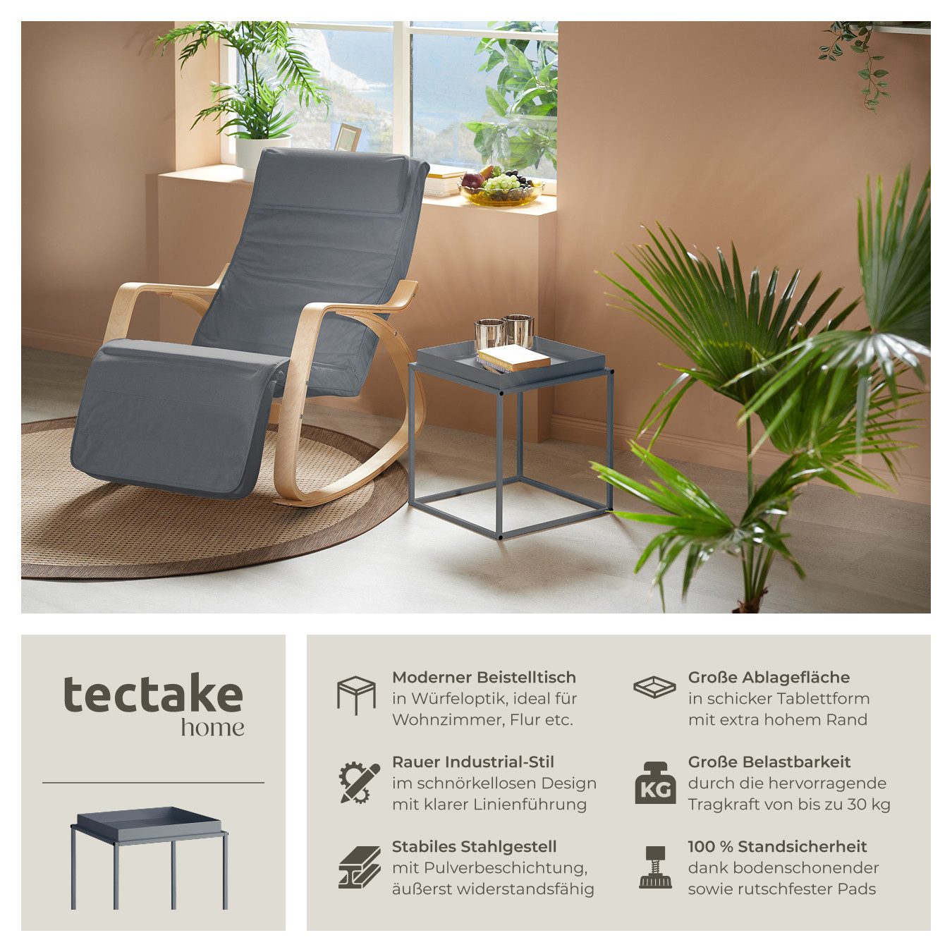 tectake Beistelltisch Cambridge (1-St., 1 tlg), Stapelbarer Beistelltisch i günstig online kaufen