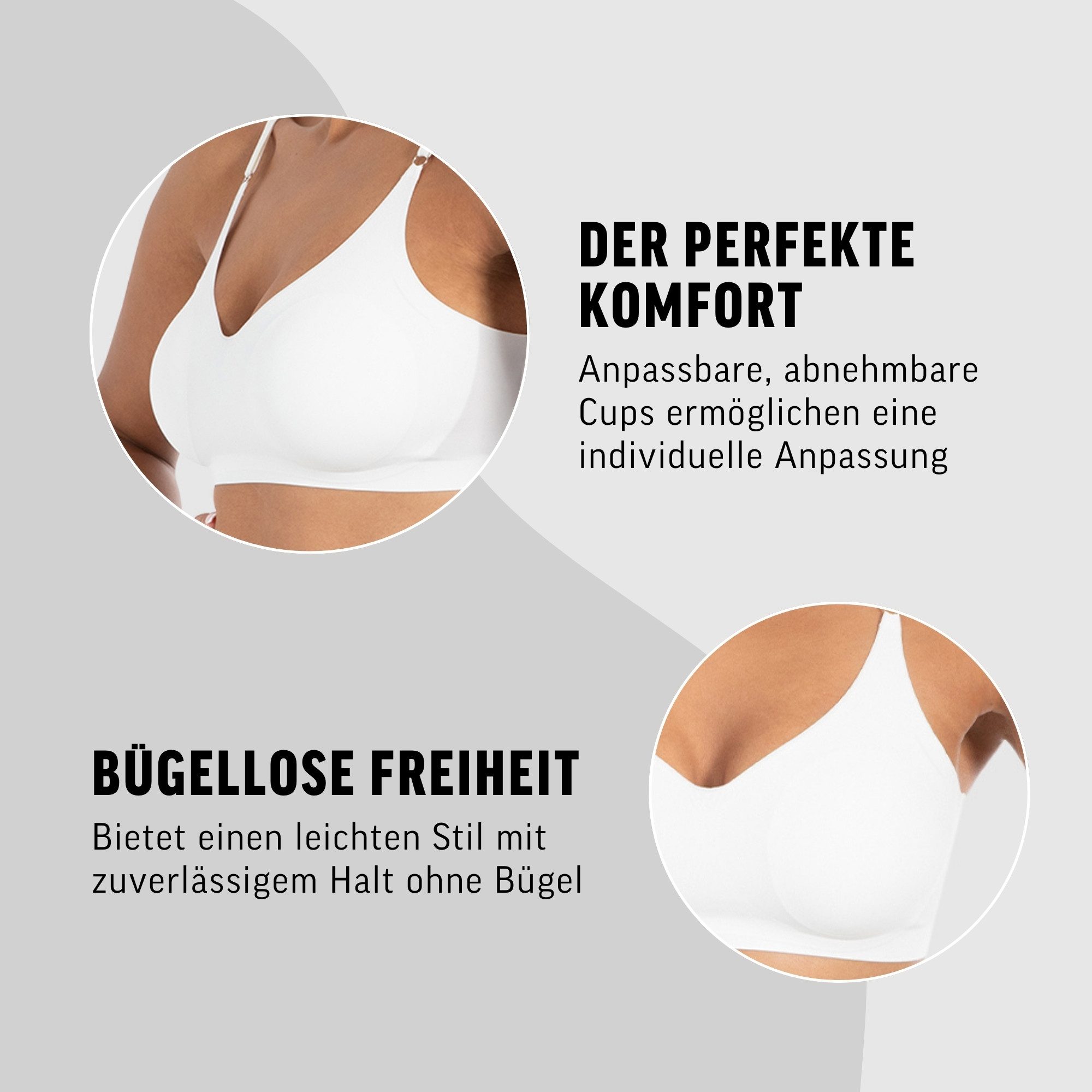 Bralette Nysa mit Cups, leicht bügellos Komfort BH, anpassbare Träger