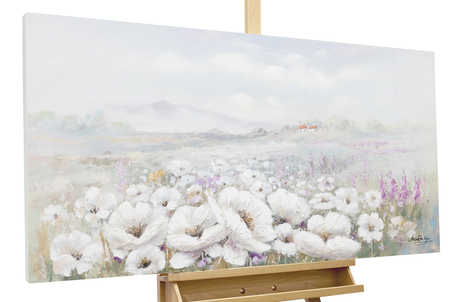 KUNSTLOFT Gemälde Field of Scent 120x60 cm, Leinwandbild 100% HANDGEMALT Wandbild Wohnzimmer