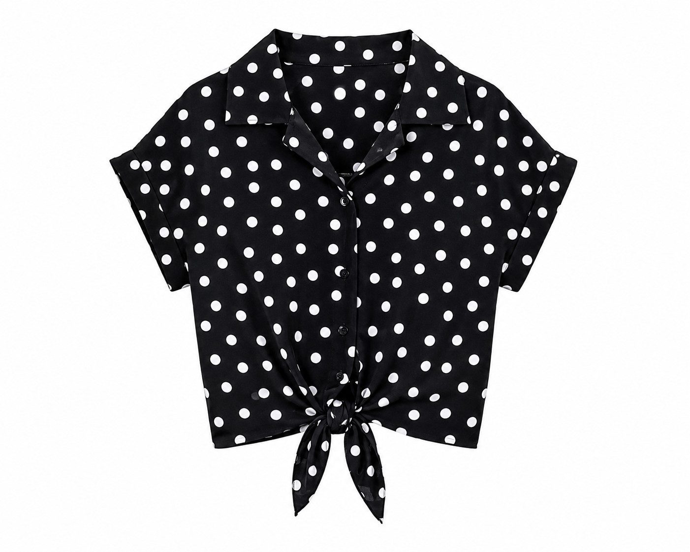 ITALY VIBES Kurzarmbluse - gepunktete kurzarm Knotenbluse für Damen ONE SIZE - passend für Größen XS - M