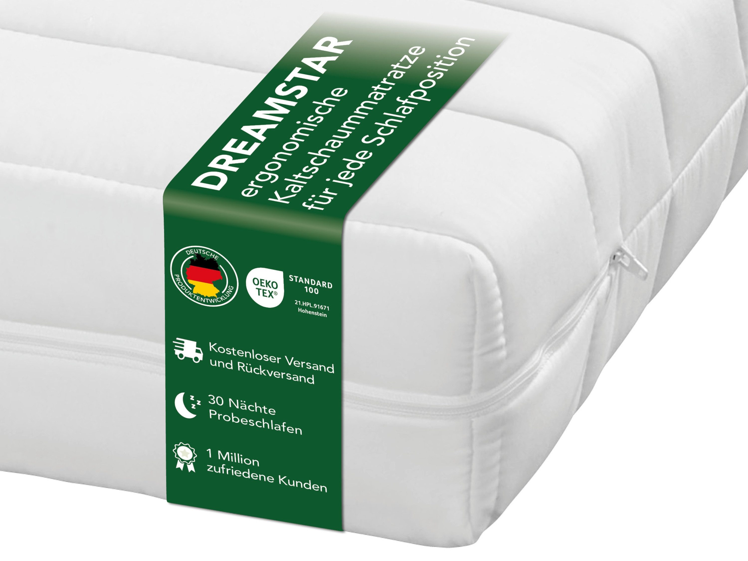 Kaltschaummatratze Bronze, punktelastische Matratze ohne Einschnitte, H2/H3/H4, Dreamstar, 11 cm hoch, atmungsaktiv & allergikergeeignet - für jede Schlafposition