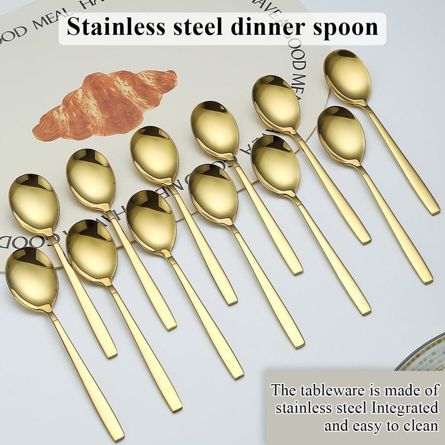 LuxusKollektion Besteck-Set Suppenlöffel Gold Titanvergoldet 12er Spülmaschinenfest 3. Gold