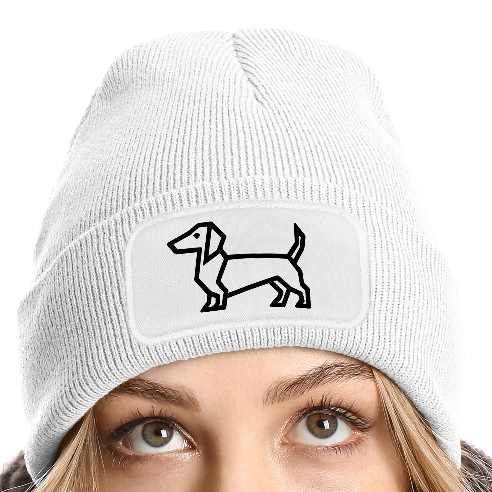 MoonWorks Strickmütze Damen Beanie mit Patch Strickmütze Aufdruck Dackel Po günstig online kaufen