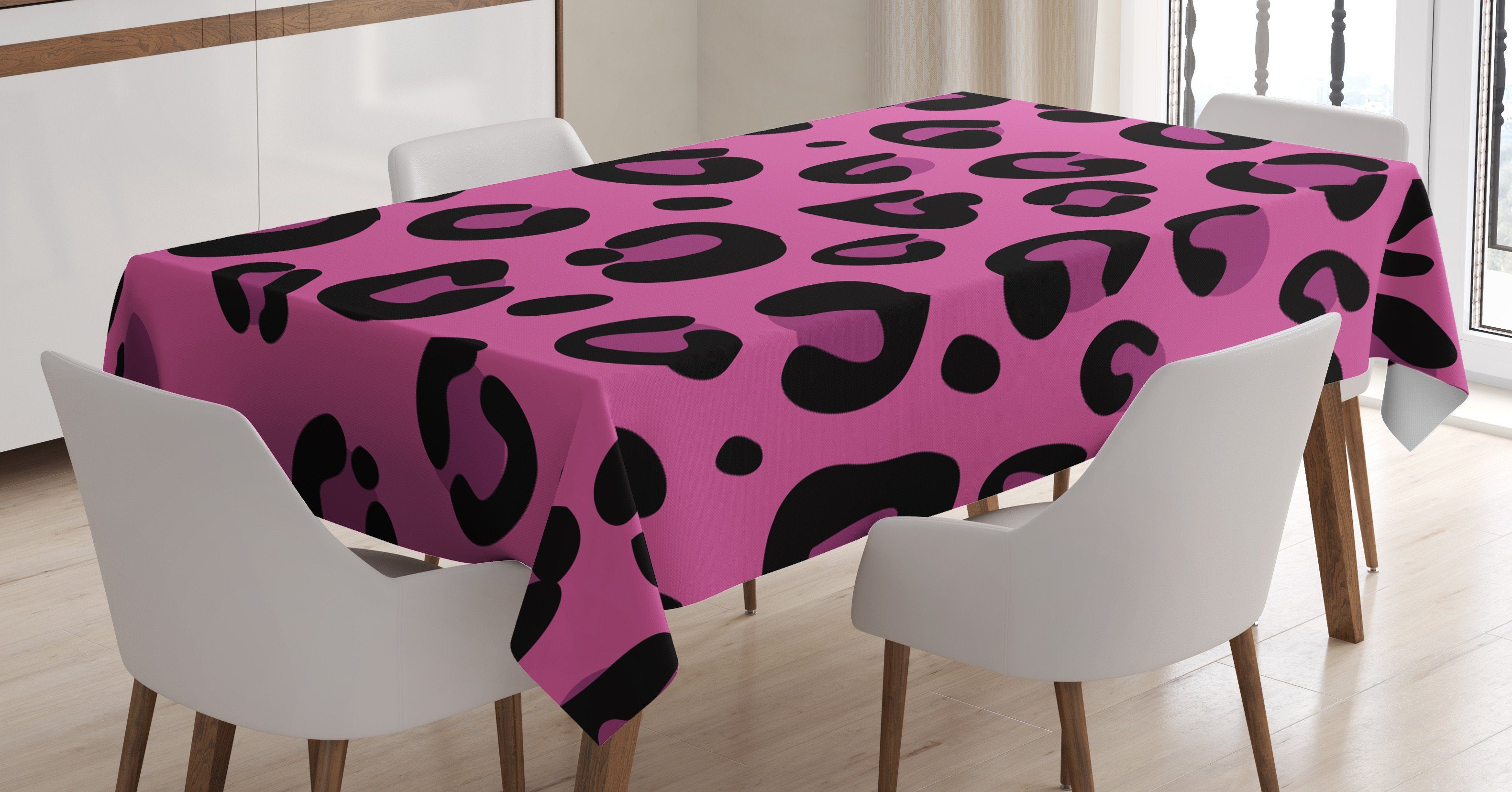 Abakuhaus Tischdecke Farbfest Waschbar Für den Außen Bereich geeignet Klare Farben, Hot Pink Leopard Tierhaut
