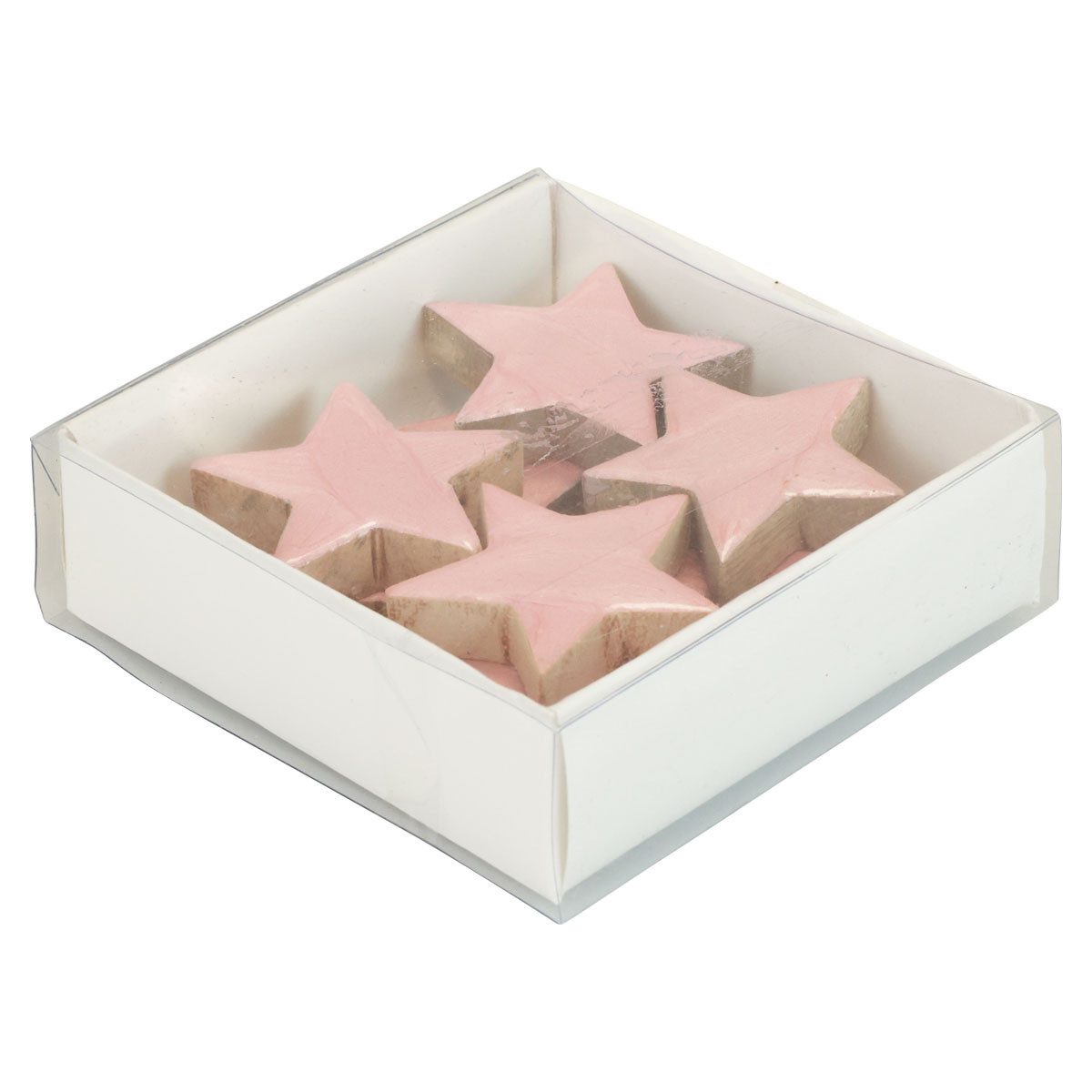 Florists Products Weihnachtsmann Rosa Holzsterne Deko Weihnachtsdeko Ø5cm 8 Stück Glanz