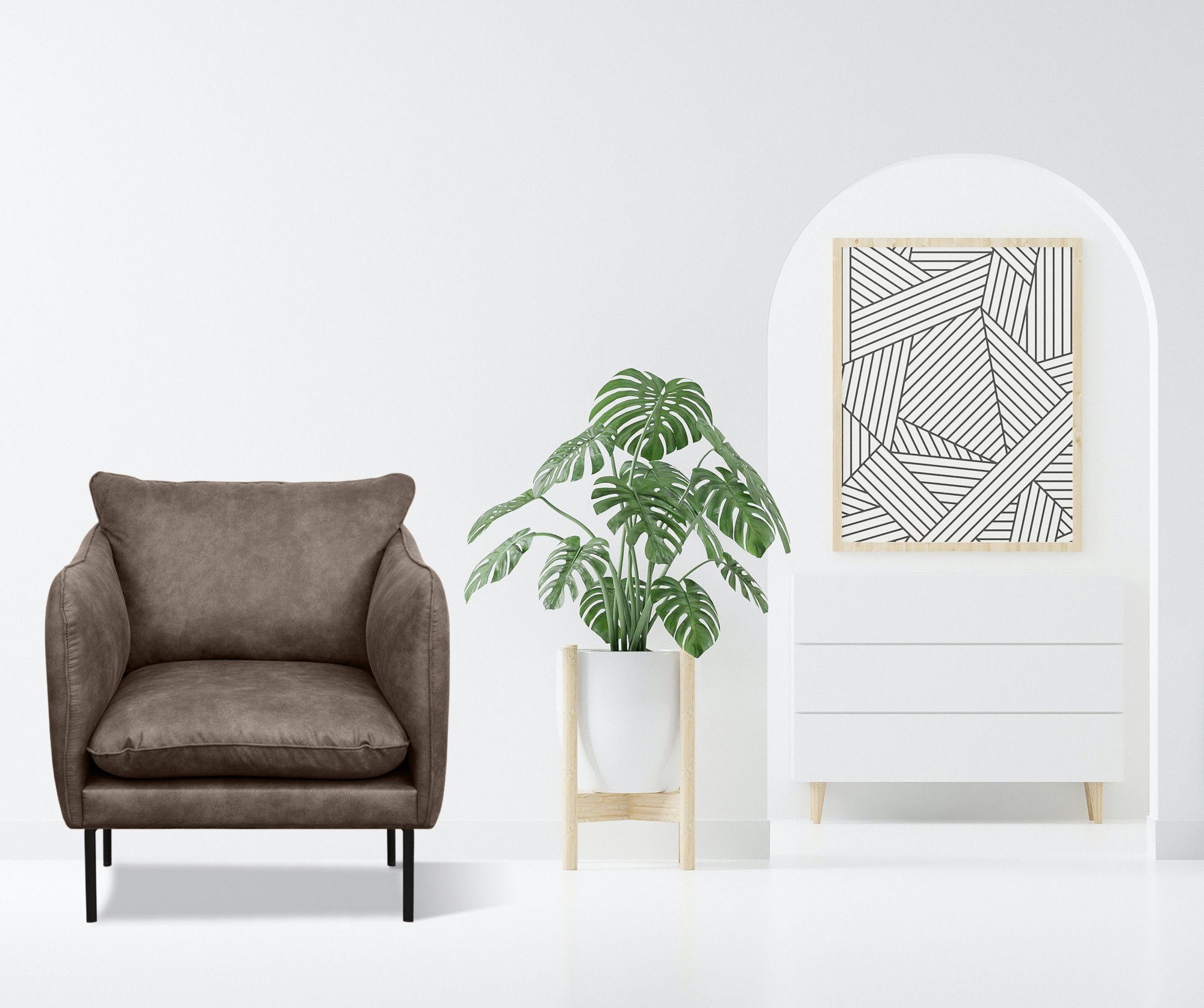 andas Sessel Skalle, minimalistisches Design auf Metallfüßen schlanken