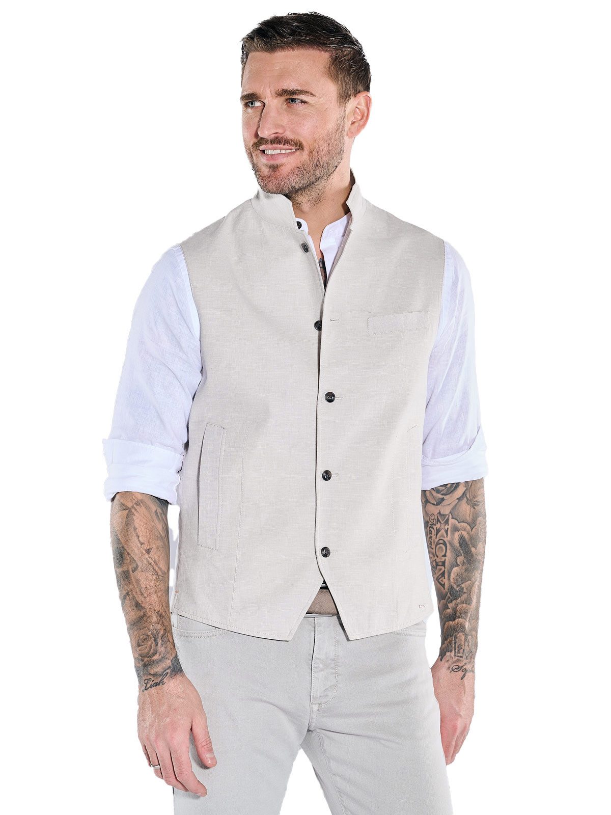emilio adani Anzugweste Herren Sakko-Weste slim fit, Naturweiss
