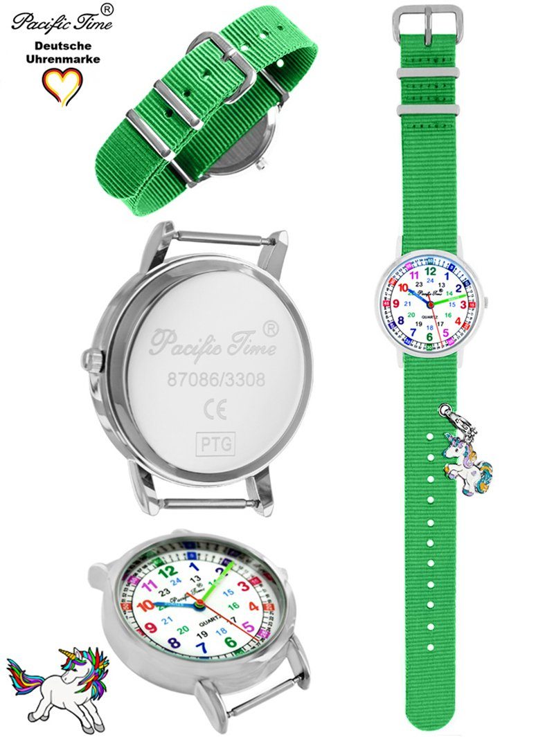 Pacific Time Quarzuhr Kinder Armbanduhr Lernuhr Wechselarmband mit Einhorn Charms, Mix und Match Design - Gratis Versand
