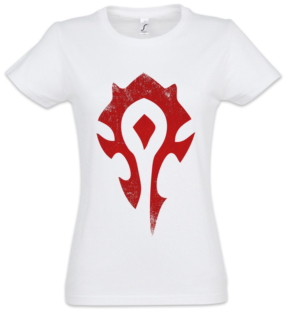 Urban Backwoods Print-Shirt Horde Logo Damen T-Shirt MMORPG Fantasy Faction Red WOW Banner Tribal (1-tlg) Crest Warrior Clan Raid