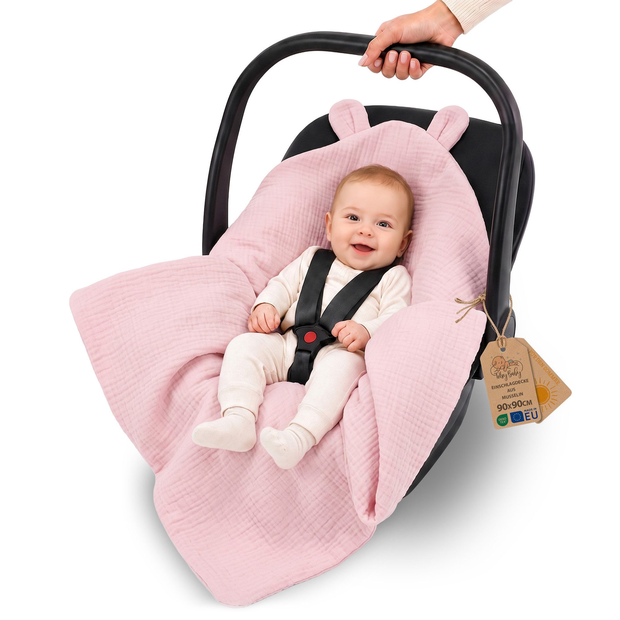 Einschlagdecke Musselin – Atmungsaktive Babydecke für Kinderwagen und Autositz, Totsy Baby