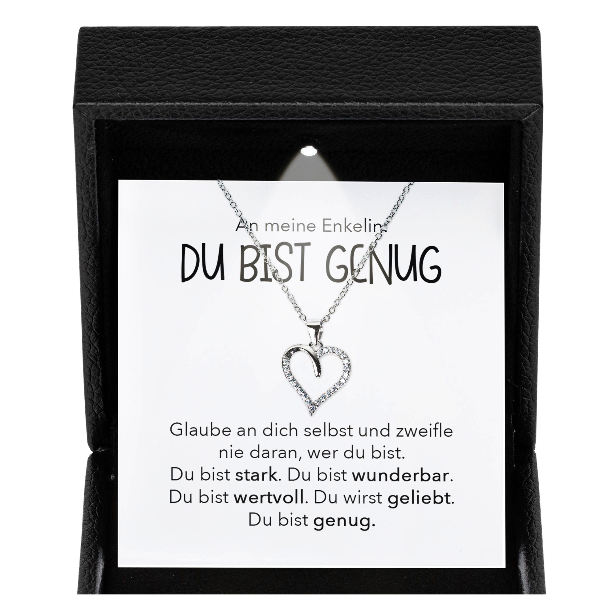 22Feels Schmuckset Enkelin Geschenk Mädchen Frauen Halskette Du Bist Genug Selbstliebe (Geschenkset), Silber 925/000, Geschenkset Made In Germany, Premium Licht Etui