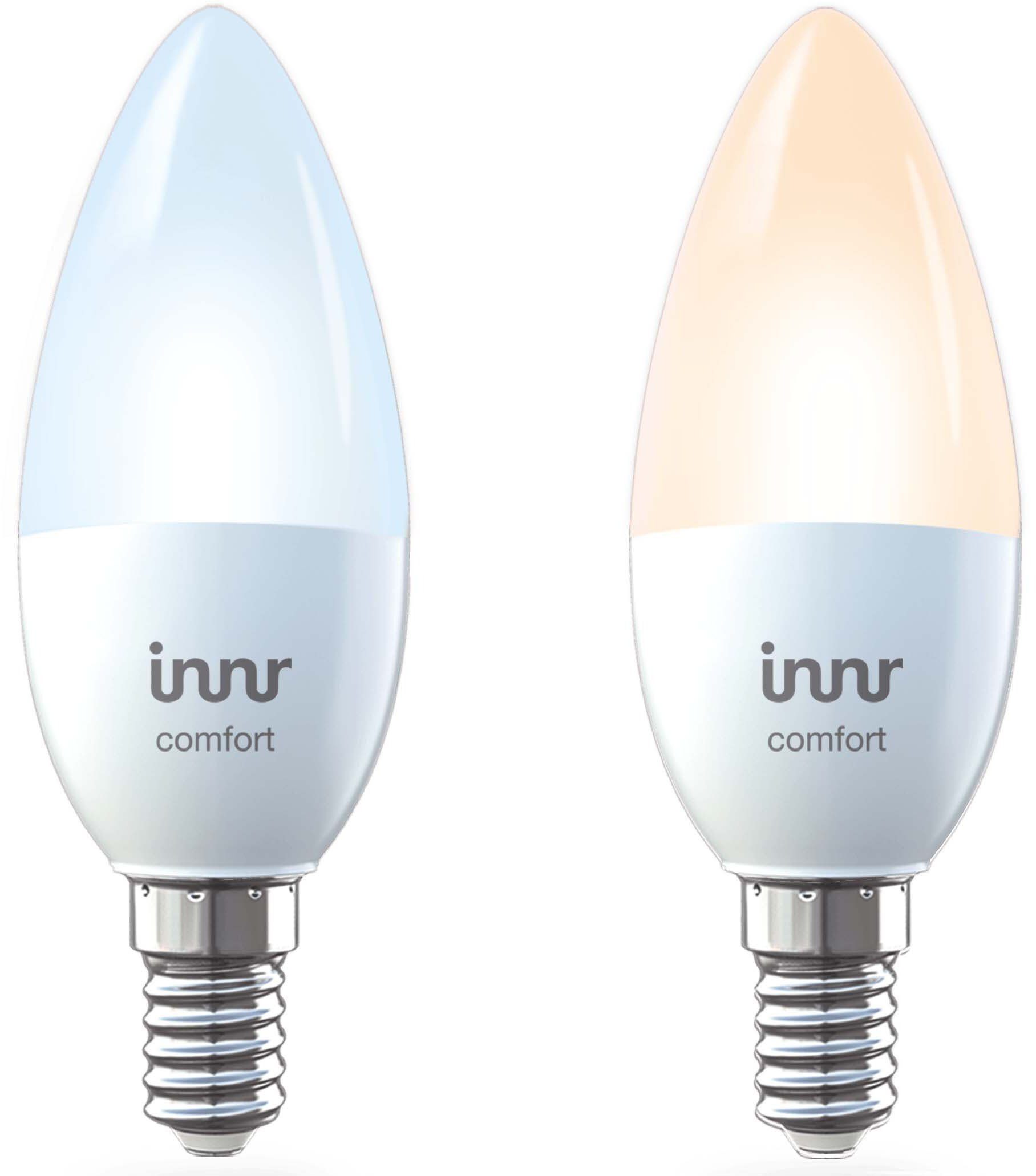 innr 2er LED-Leuchtmittel comfort comfort, E14 E14, E14 Candle - 2 - Candle Warmweiß, Lampe St.,