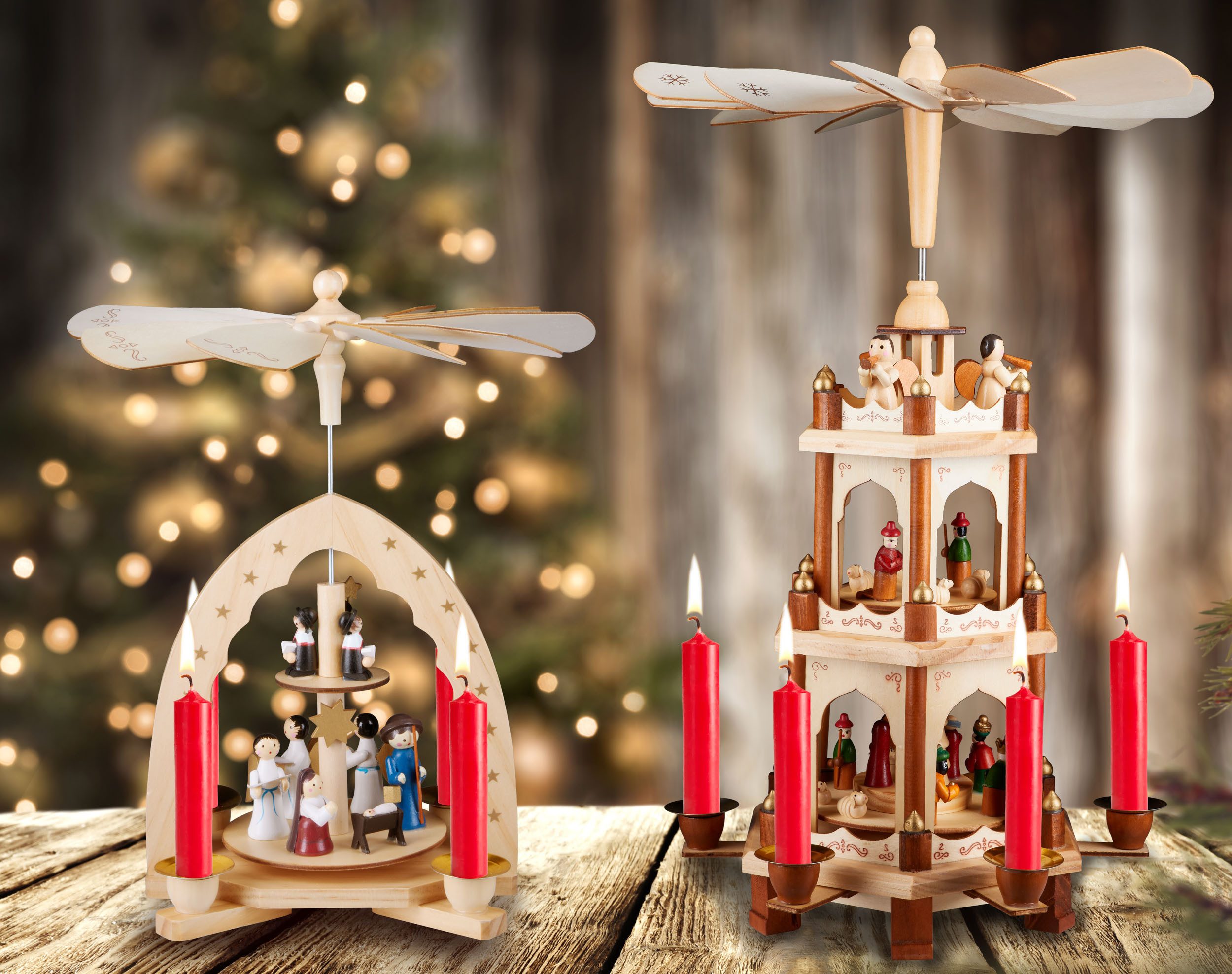 KANEA Adventskerze Pyramidenkerzen - Weihnachtskerzen für Pyramiden - Weihnachtspyramiden (Kerzen Set, 24-tlg., Christbaumkerzen 7 cm groß, 14 mm), Weihnachtspyramiden Baumkerzen aus Wachs