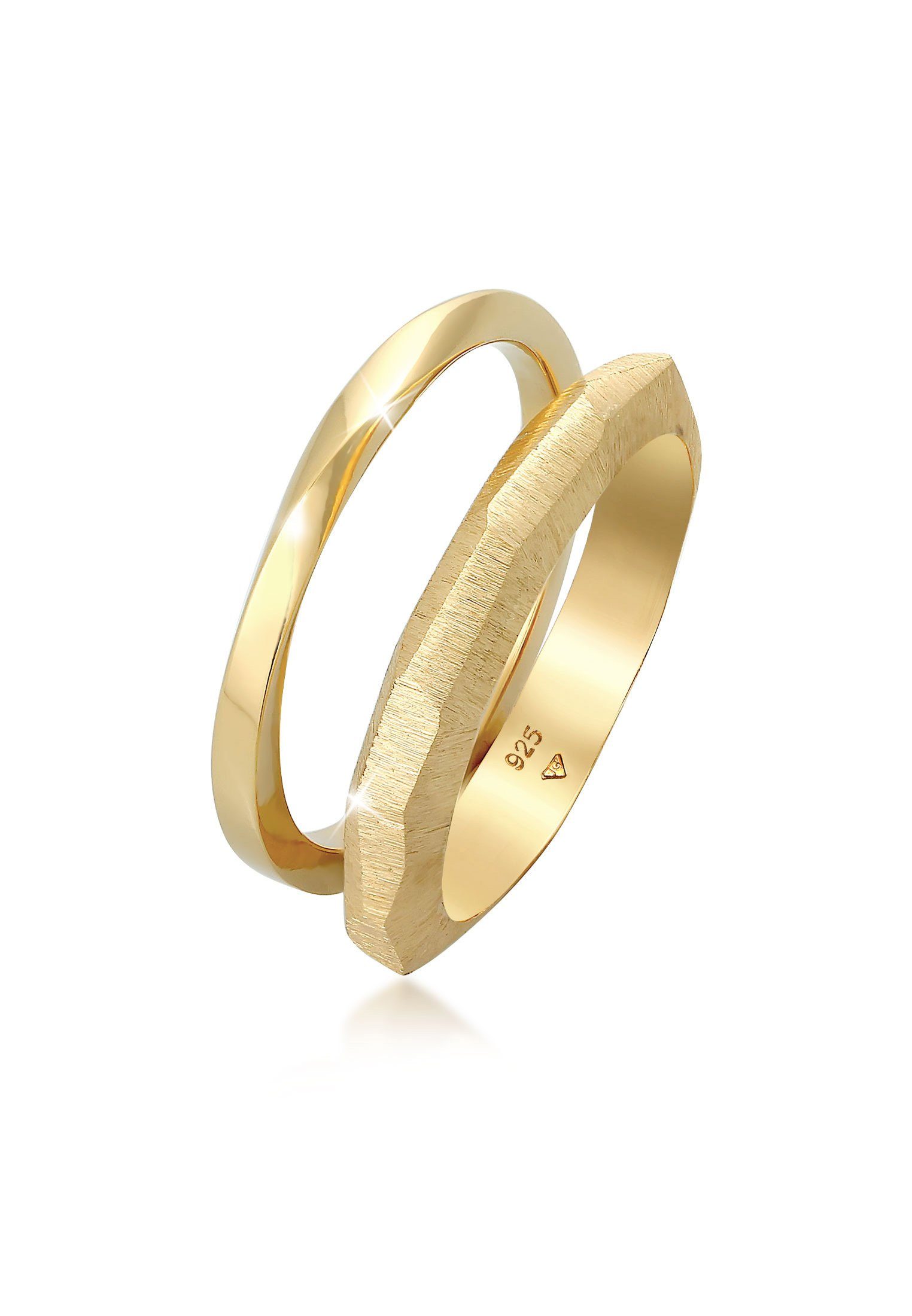 Ring-Set Bandring Basic Gedreht Struktur (2 tlg) 925 Silber