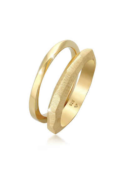 Elli Premium Ring-Set Bandring Basic Gedreht Struktur (2 tlg) 925 Silber