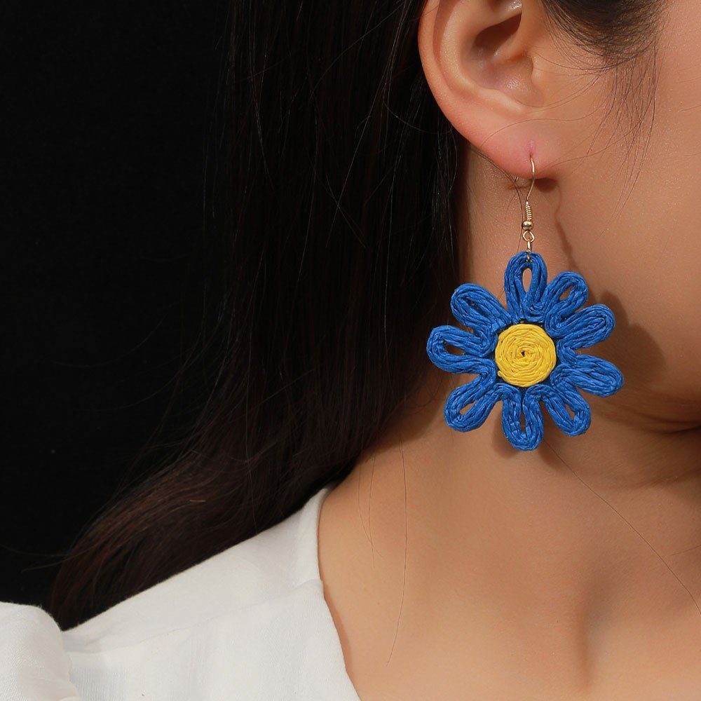 AUzzO~ Paar Ohrhänger Paar Ohrringe Damenschmuck Holiday im Bohemian-Stil Blumen-Ohrringe Blau