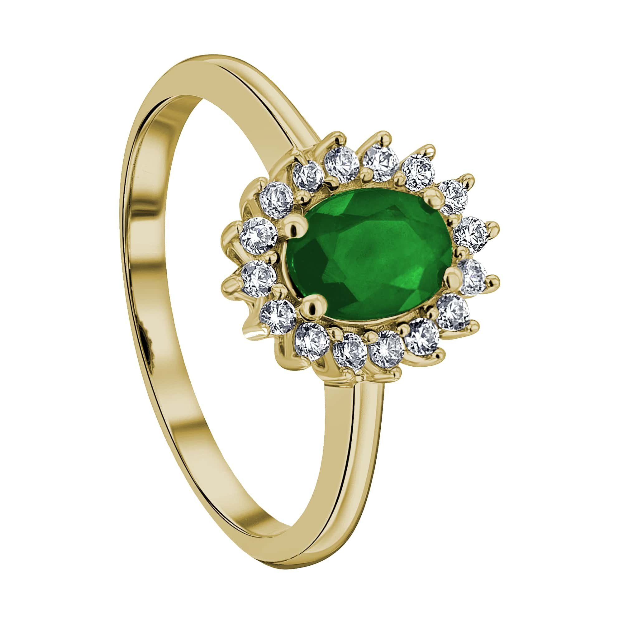 ONE ELEMENT Diamantring 0,25 ct Diamant Brillant Smaragd Ring aus 585 Gelbgold, Damen Gold Schmuck