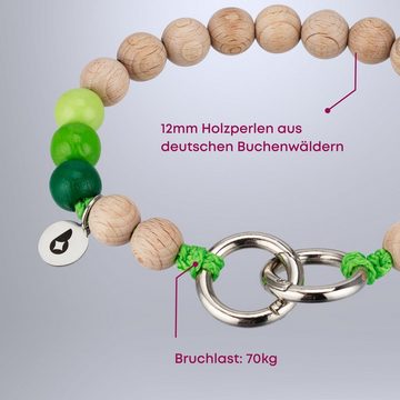 beadstars Schlüsselanhänger Mini-Schlüsselanhänger Lime, Schlüsselkette, Holzperle, Paracord